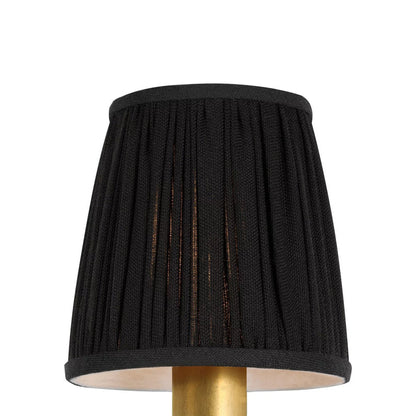 Clip Empire Lamp Shade in Pleated Black Linen (4.25-Inch).