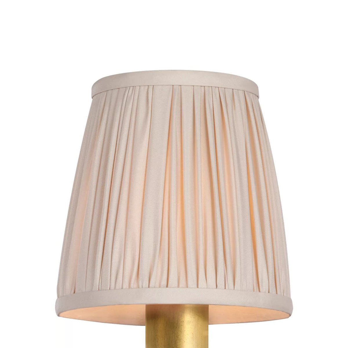 Clip Empire Lamp Shade in Pleated Champagne Silk (4.25-Inch).