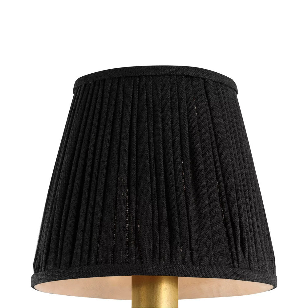 Clip Empire Lamp Shade in Pleated Black Linen (6-Inch).