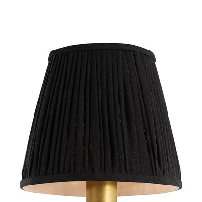 Clip Empire Lamp Shade in Pleated Black Linen (6-Inch).