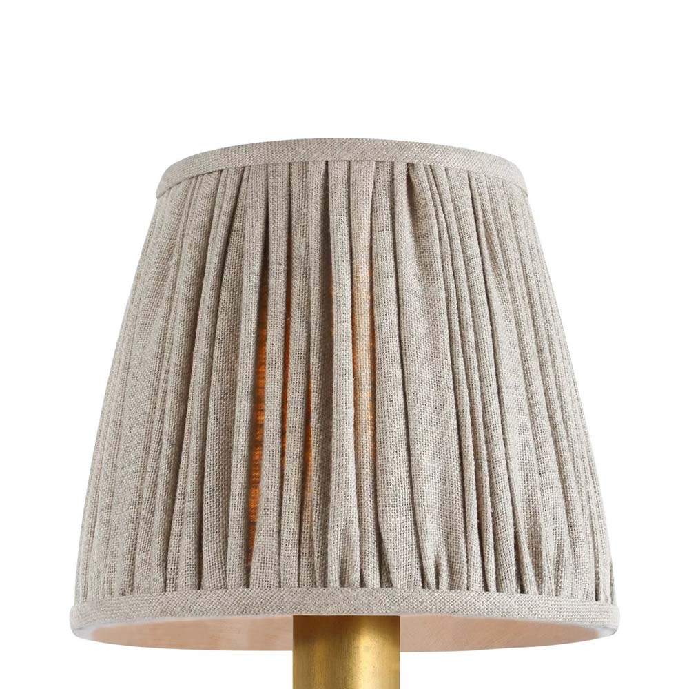 Clip Empire Lamp Shade in Pleated Natural Linen (6-Inch).