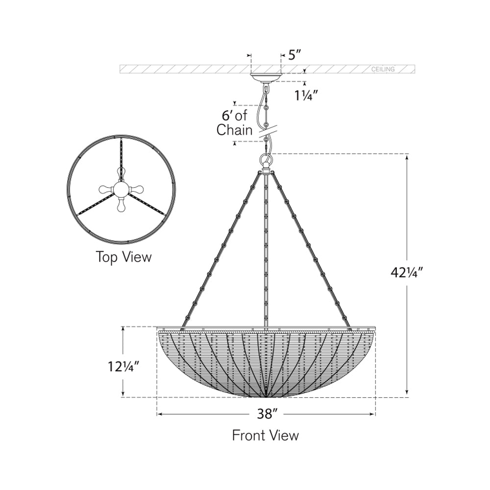 Clovis Chandelier - line drawing.