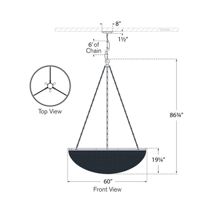 Clovis Chandelier - line drawing.