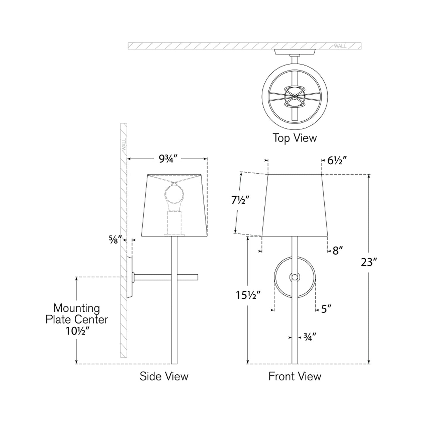 Collette Wall Light - line drawing.