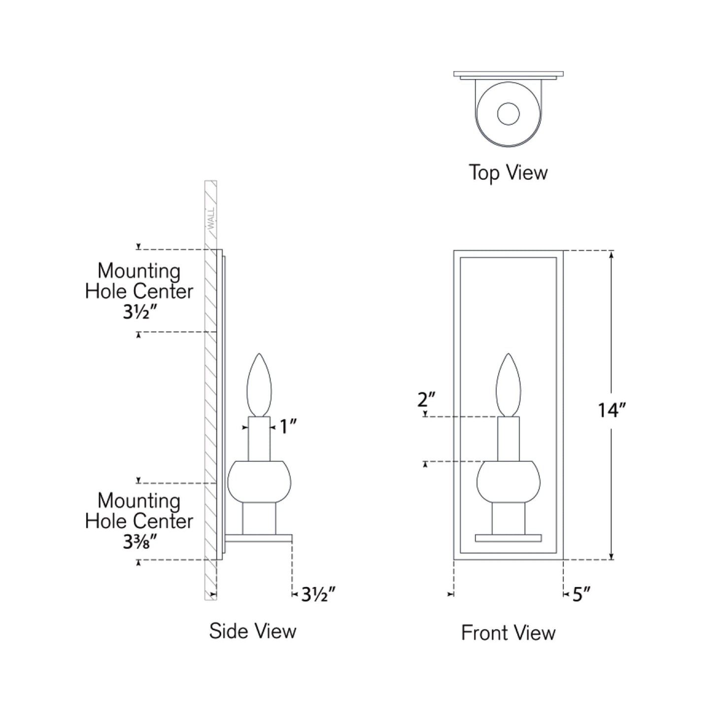 Comtesse Wall Light - line drawing.