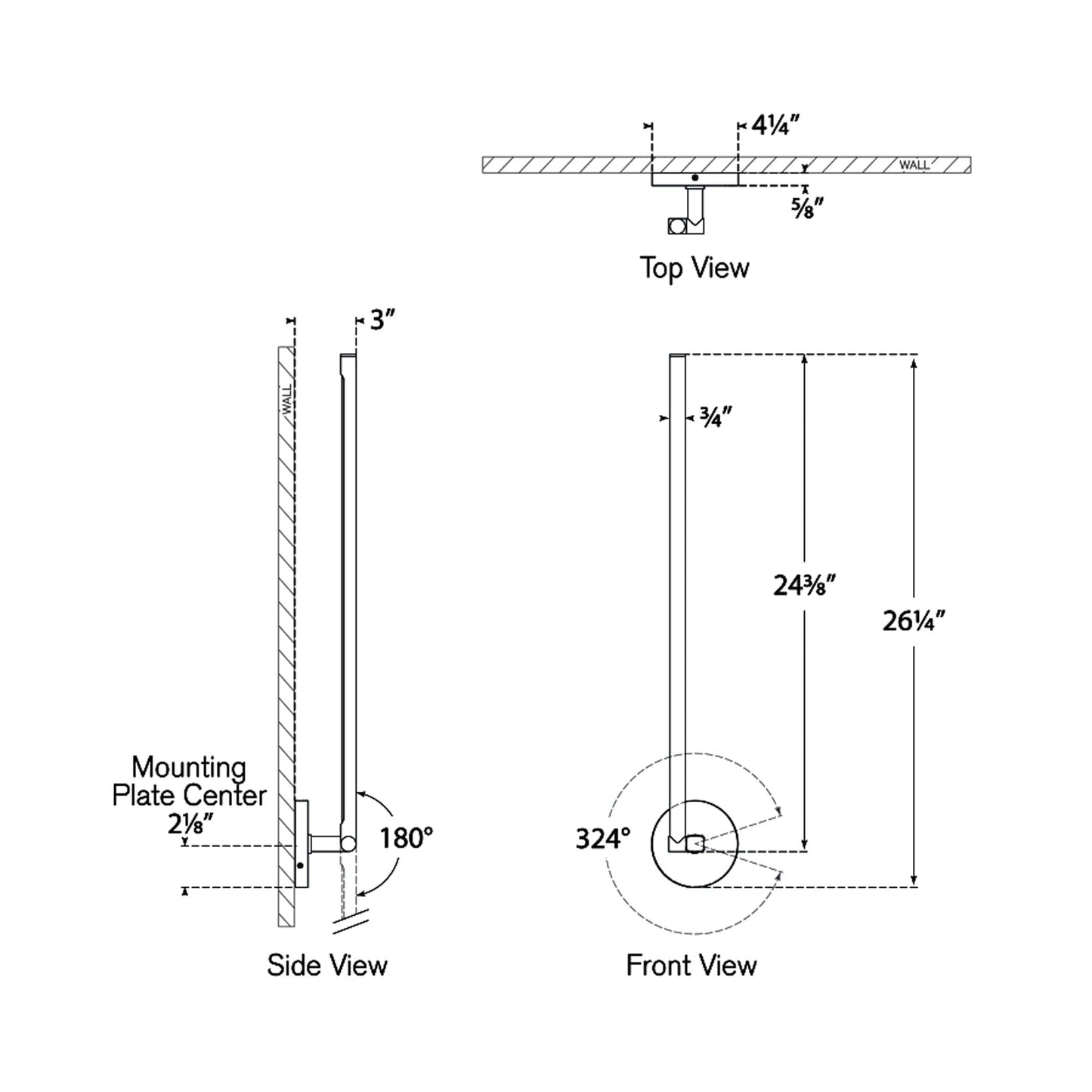Cona LED Wall Light - line drawing.