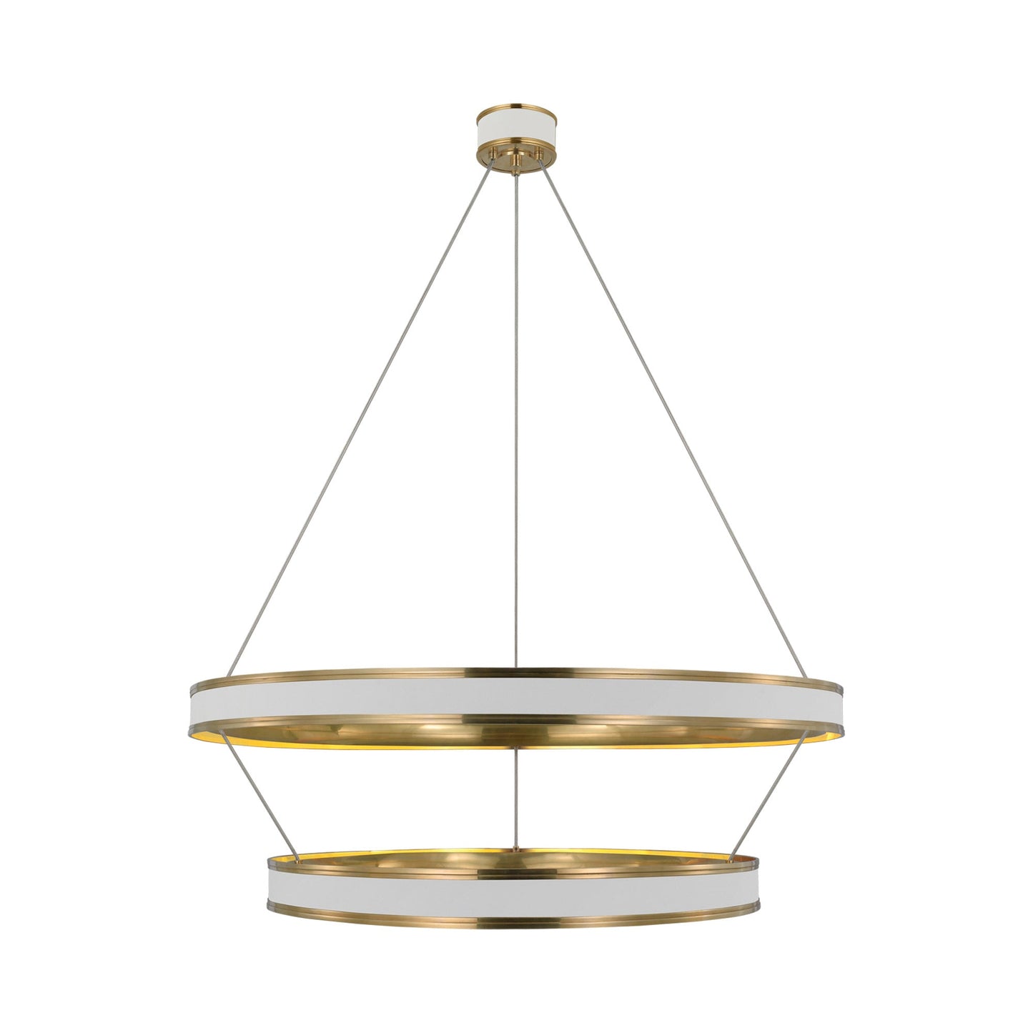 Connery LED Two-Tier Chandelier in Matte White/Antique-Burnished Brass (40.5-Inch).