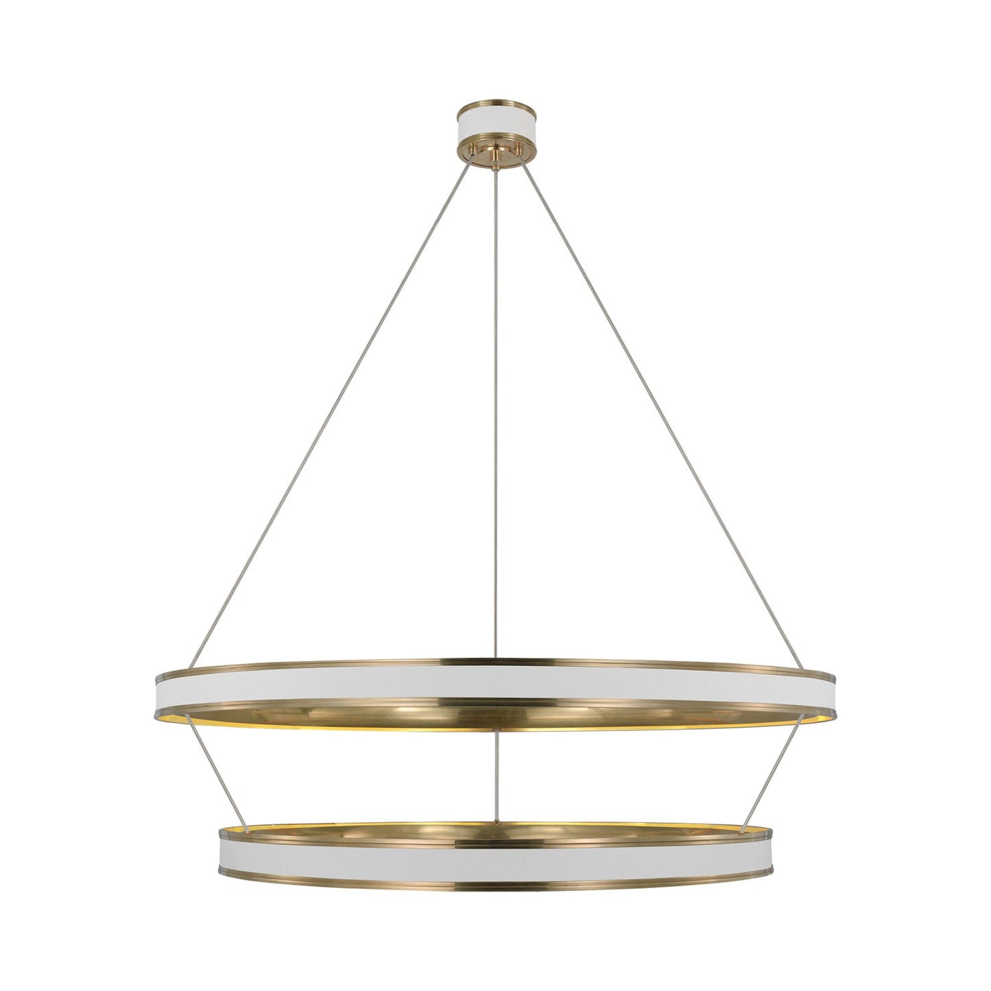 Connery LED Two-Tier Chandelier in Matte White/Antique-Burnished Brass (50.25-Inch).