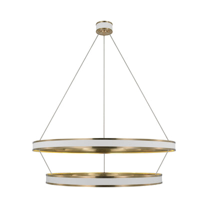Connery LED Two-Tier Chandelier in Matte White/Antique-Burnished Brass (50.25-Inch).
