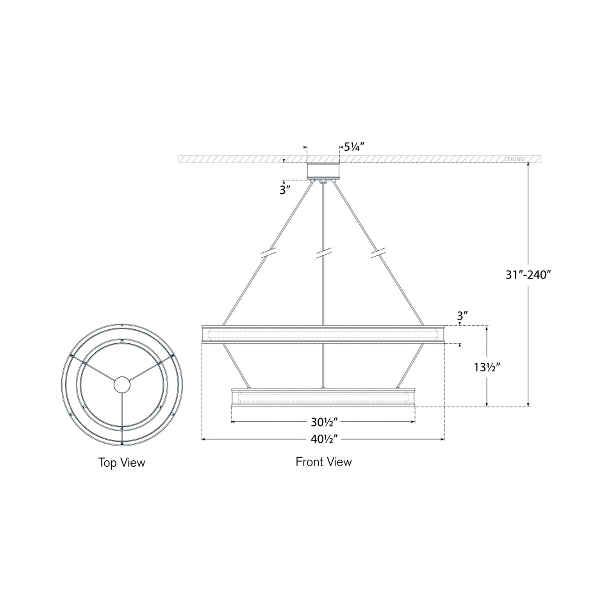 Connery LED Two-Tier Chandelier - line drawing.