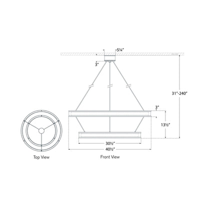 Connery LED Two-Tier Chandelier - line drawing.