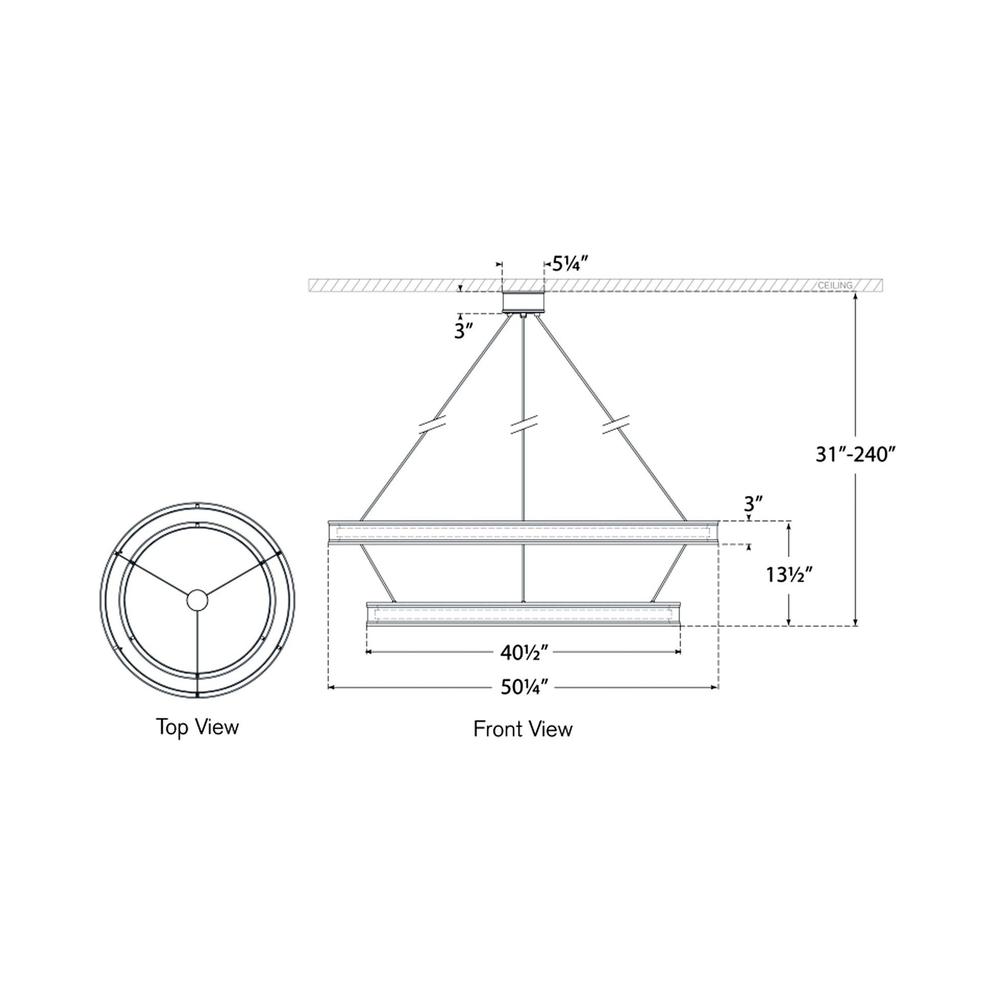 Connery LED Two-Tier Chandelier - line drawing.