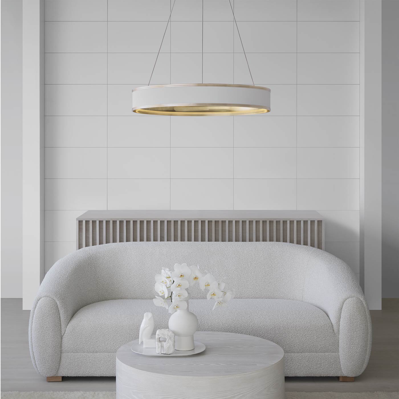 Connery Ring LED Chandelier in living room.