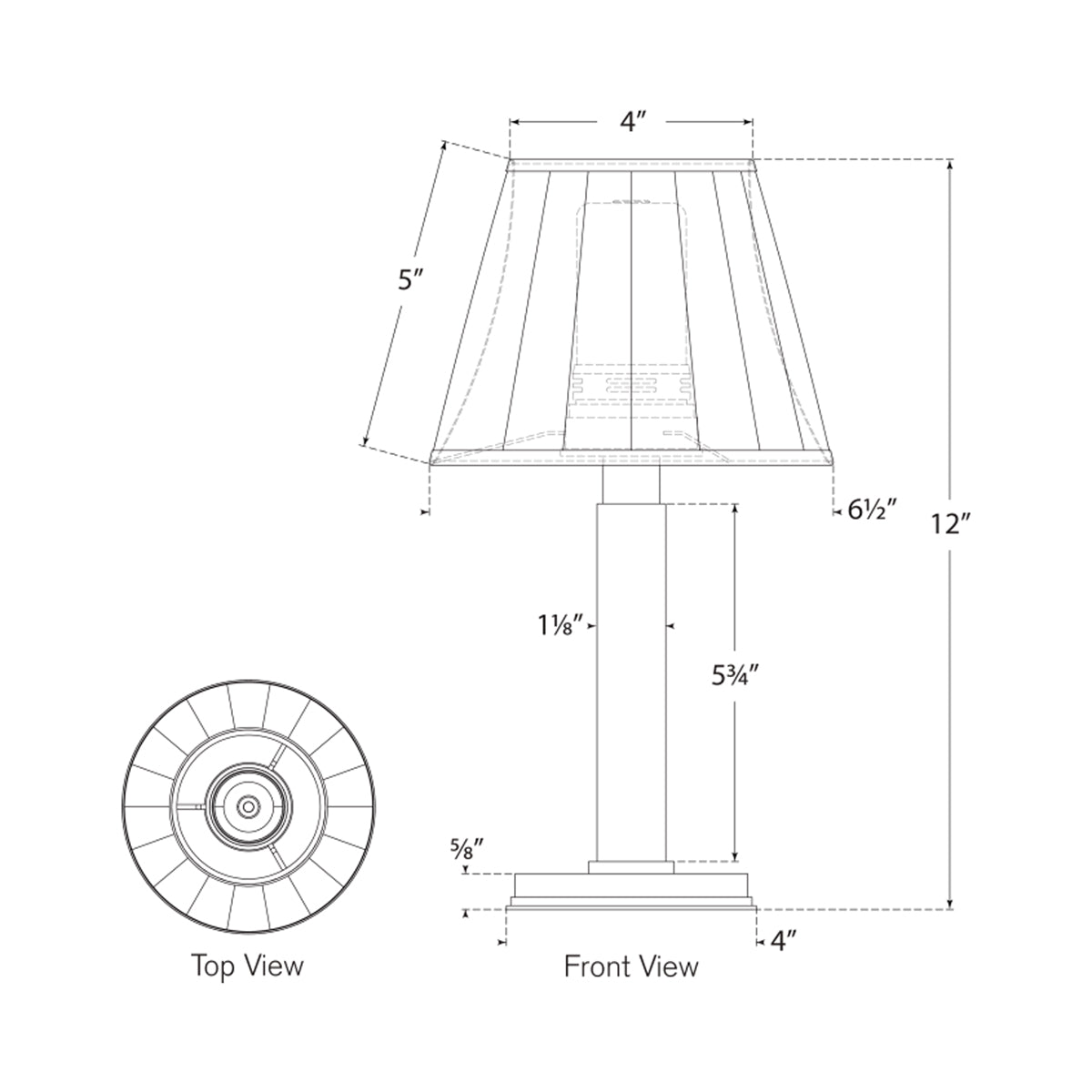Connie LED Rechargeable Table Lamp - line drawing.