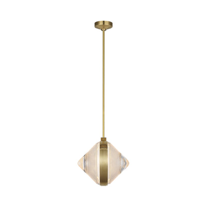 Copper Coast LED Pendant Light in Natural Brass (Karo Cut).