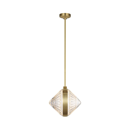 Copper Coast LED Pendant Light in Natural Brass (Olive Cut).