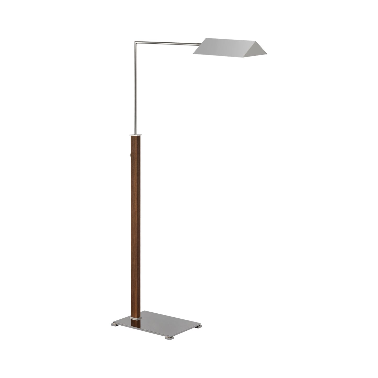 Copse Floor Lamp in Polished Nickel/Walnut.