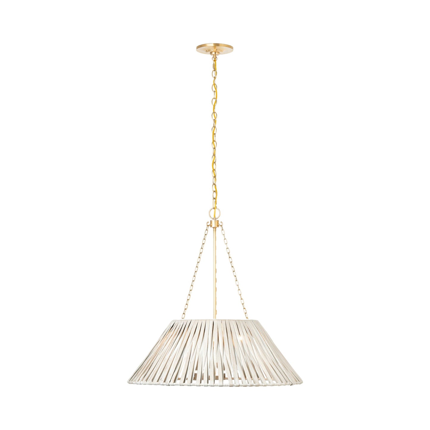Corinne Pendant Light in Soft Brass/White Wicker (24.25-Inch/Wrapped).