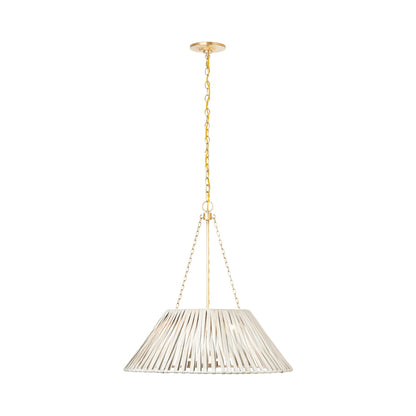 Corinne Pendant Light in Soft Brass/White Wicker (24.25-Inch/Wrapped).