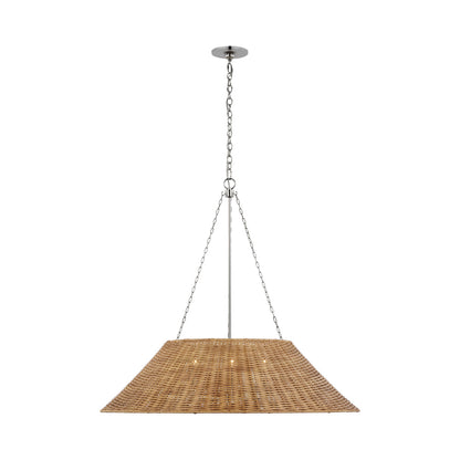Corinne Pendant Light in Polished Nickel/Natural Wicker (36.25-Inch/Not Wrapped).