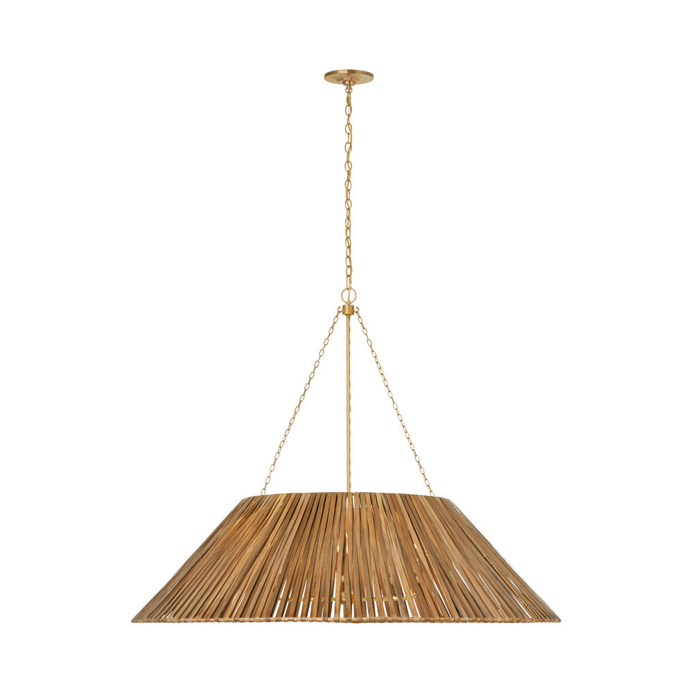 Corinne Pendant Light in Soft Brass/Natural Wicker (44.5-Inch/Wrapped).