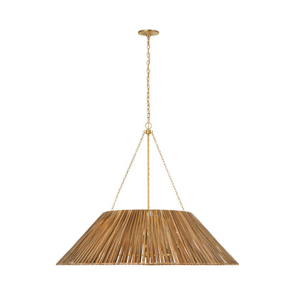 Corinne Pendant Light in Soft Brass/Natural Wicker (44.5-Inch/Wrapped).