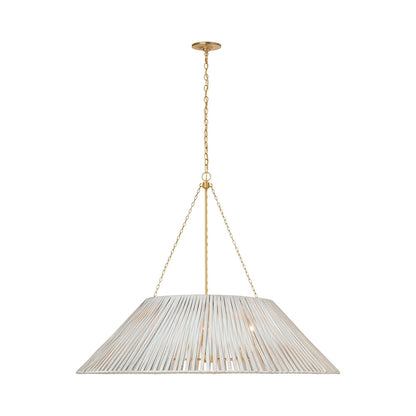 Corinne Pendant Light in Soft Brass/White Wicker (44.5-Inch/Wrapped).