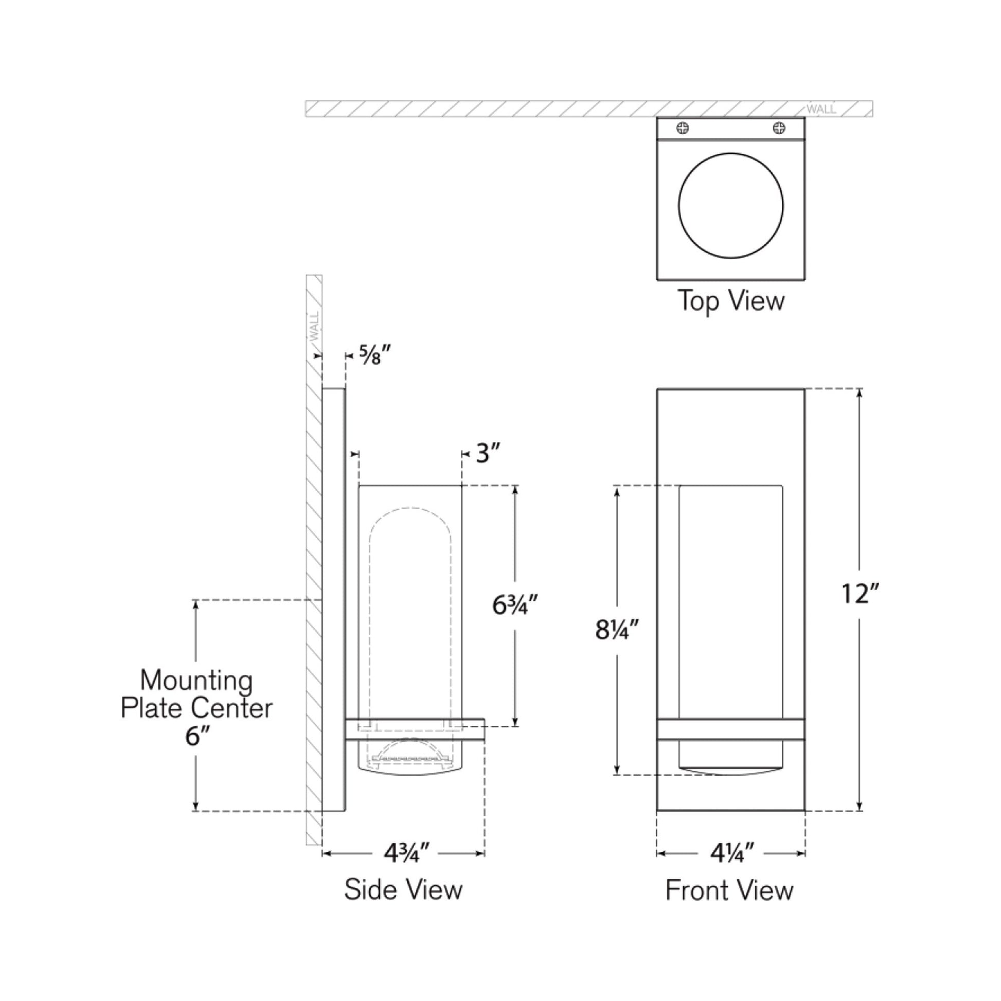 Cornado LED Bath Wall Light - line drawing.