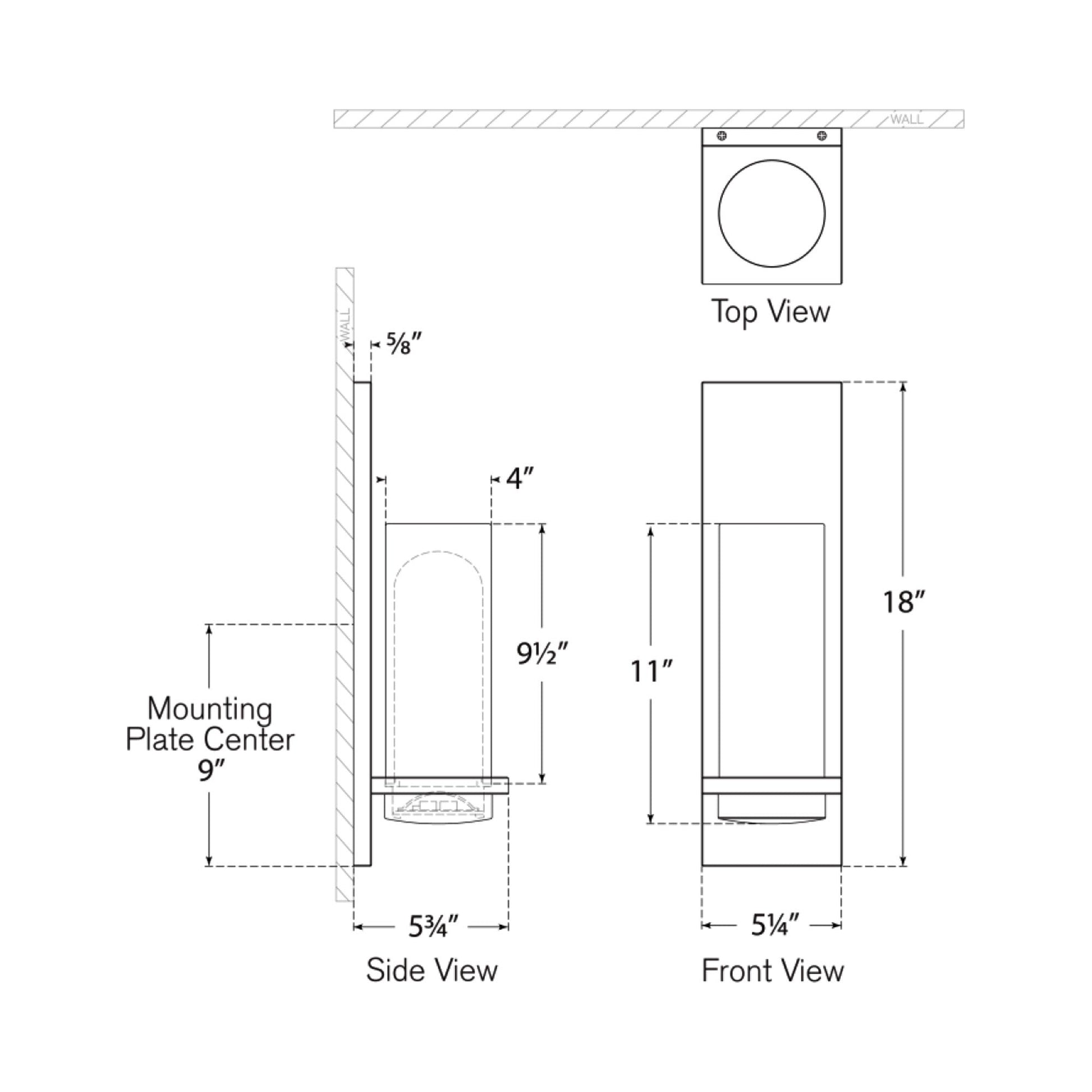 Cornado LED Bath Wall Light - line drawing.