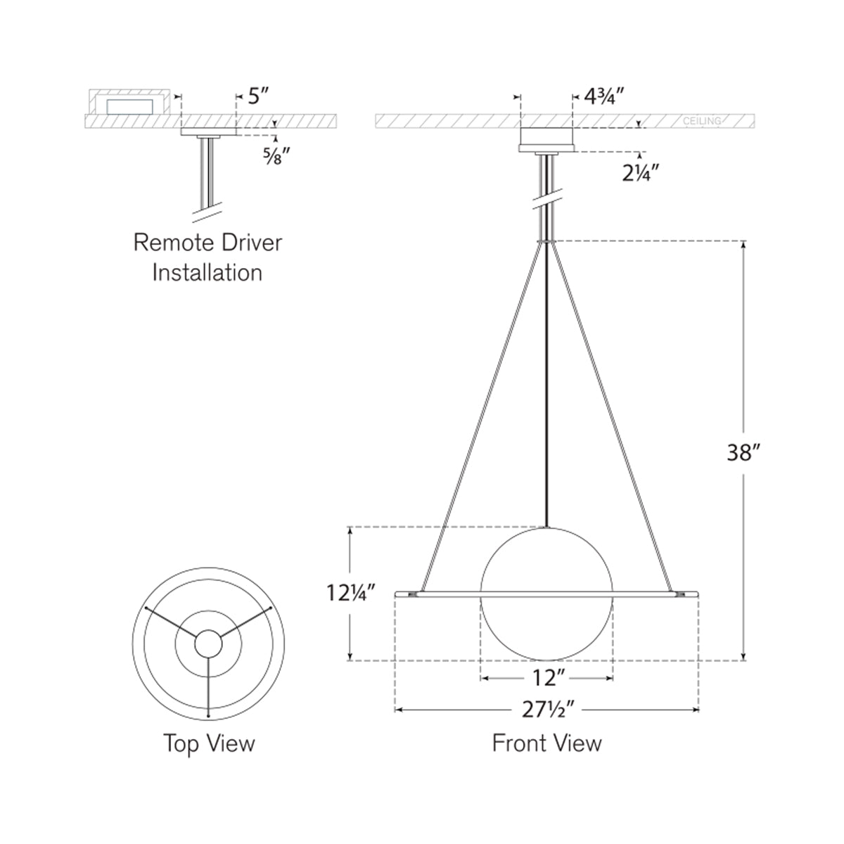 Cosmos LED Chandelier - line drawing.