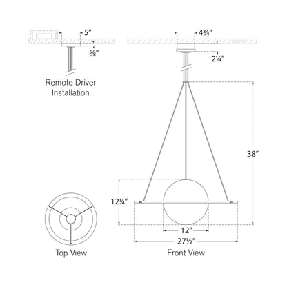 Cosmos LED Chandelier - line drawing.