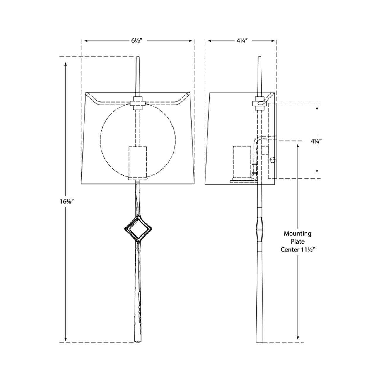 Cranston Wall Light - line drawing.