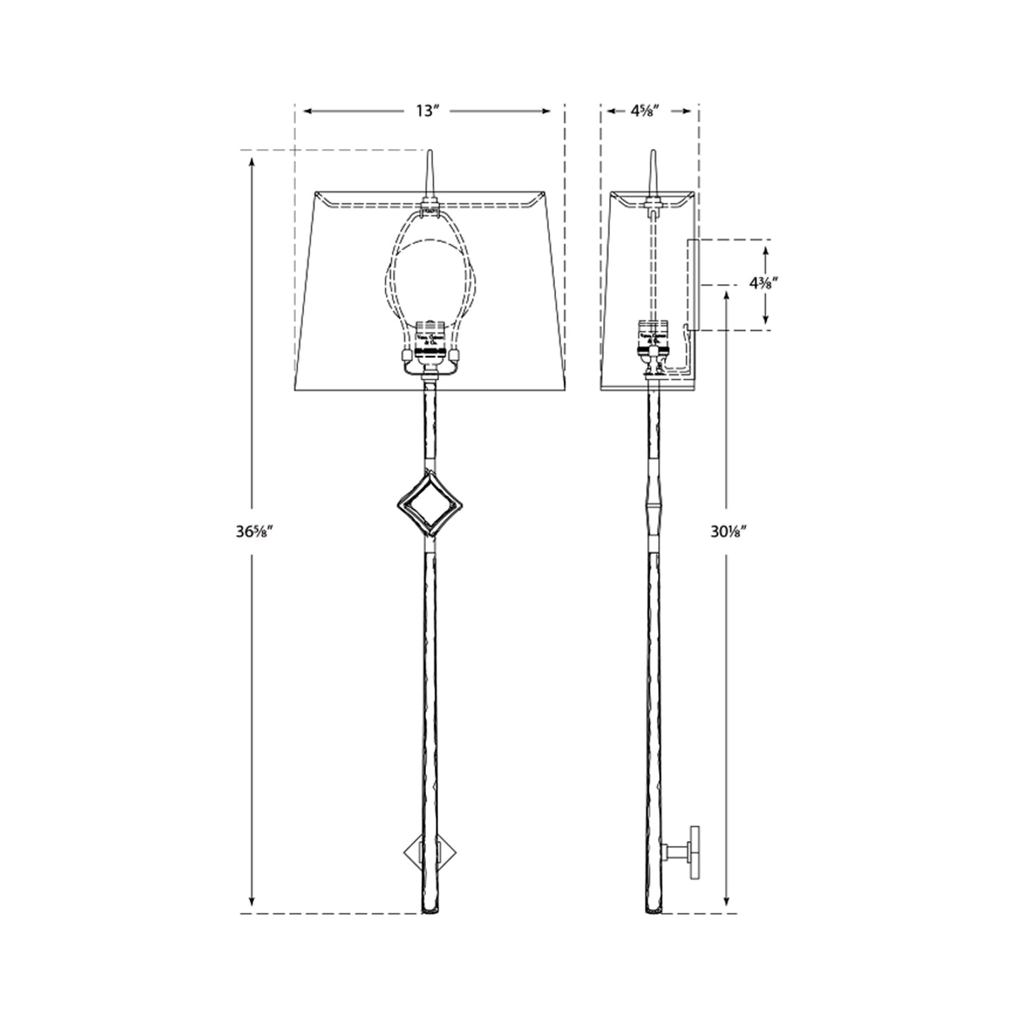 Cranston Wall Light - line drawing.