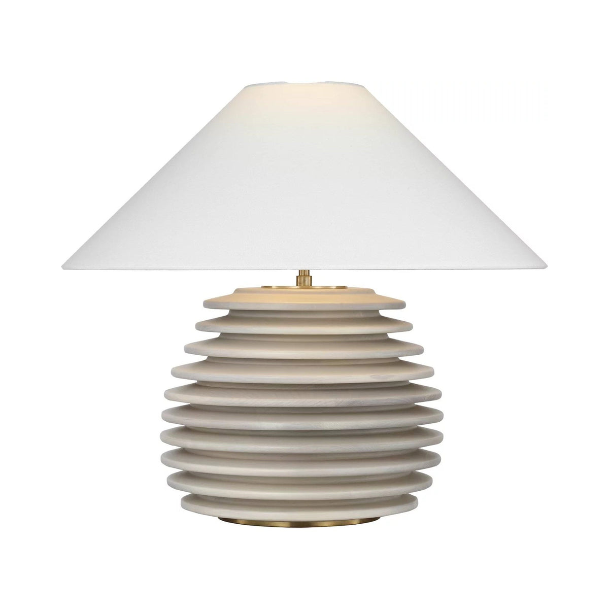 Crenelle Stacked Table Lamp in Limed Birch (19.75-Inch).