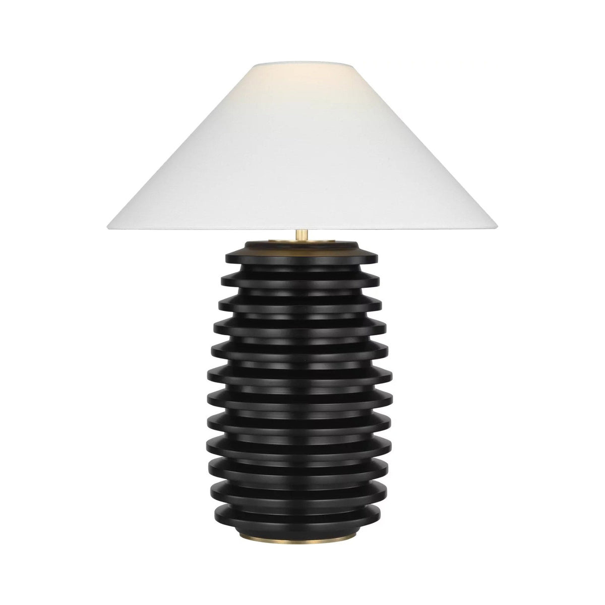 Crenelle Stacked Table Lamp in Ebonized Birch (27.5-Inch).