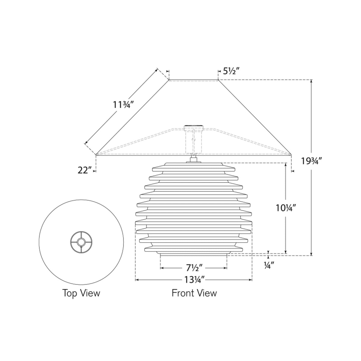 Crenelle Stacked Table Lamp - line drawing.