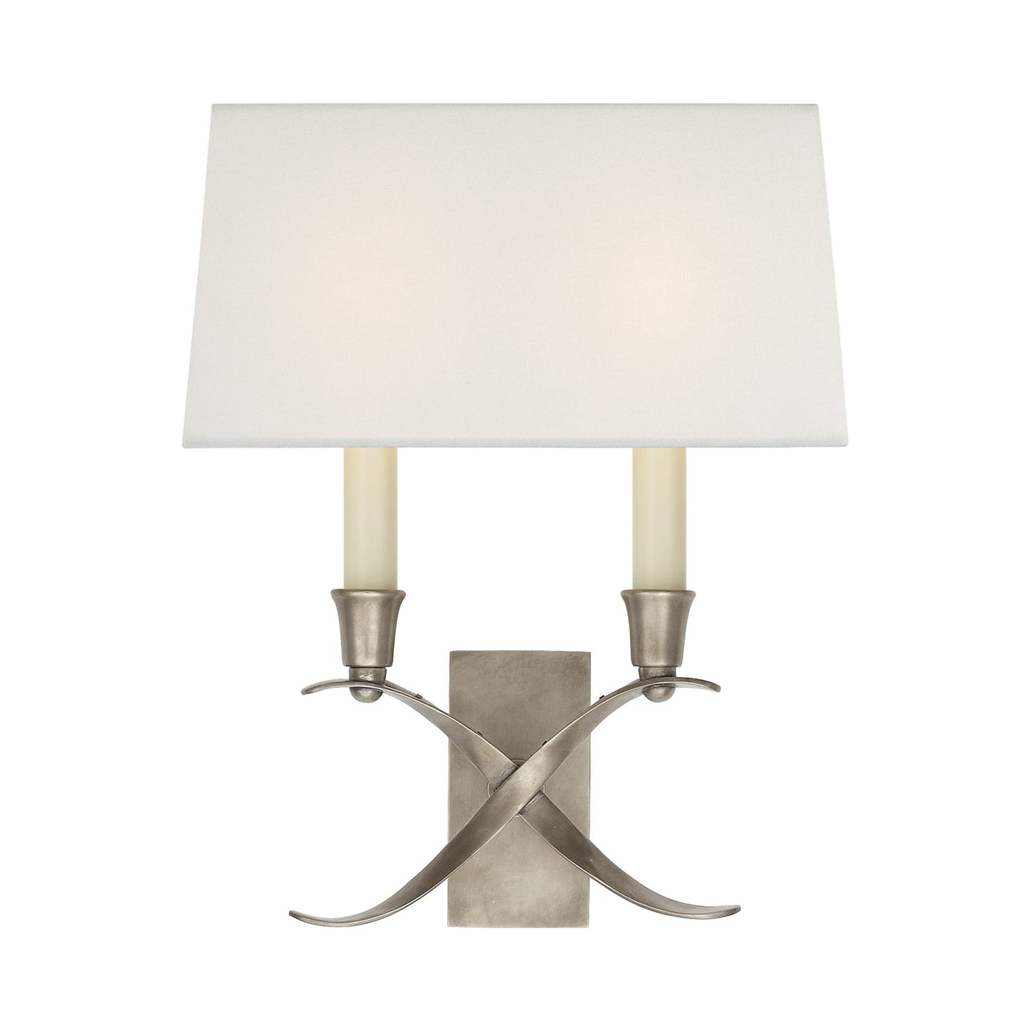 Cross Bouillotte Wall Light in Antique Nickel (Small/Linen).