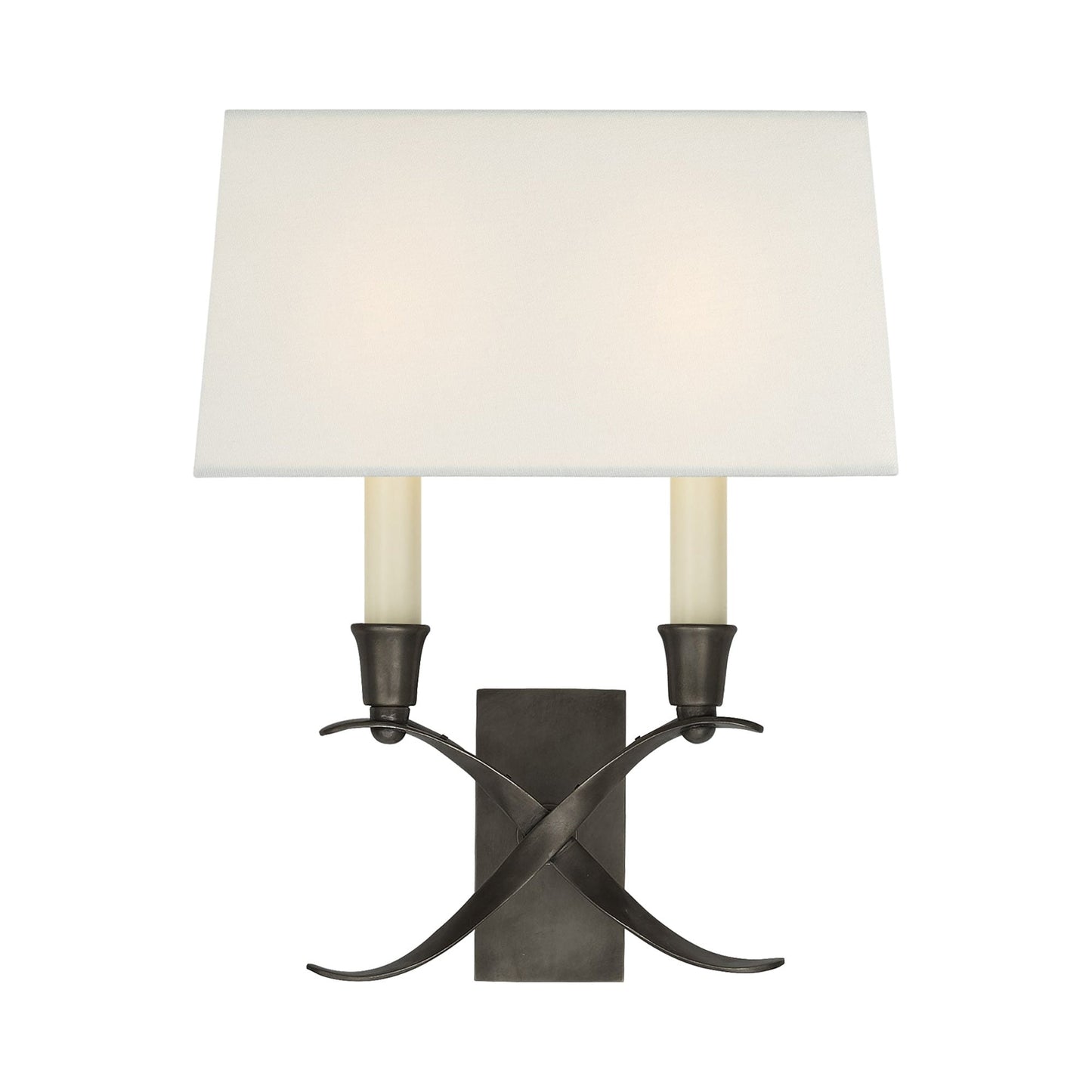 Cross Bouillotte Wall Light in Bronze (Small/Linen).