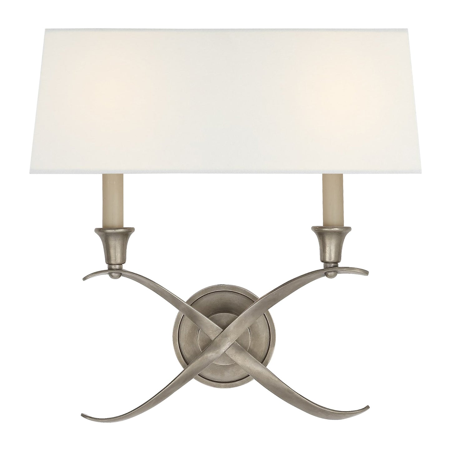 Cross Bouillotte Wall Light in Antique Nickel (Large/Linen).