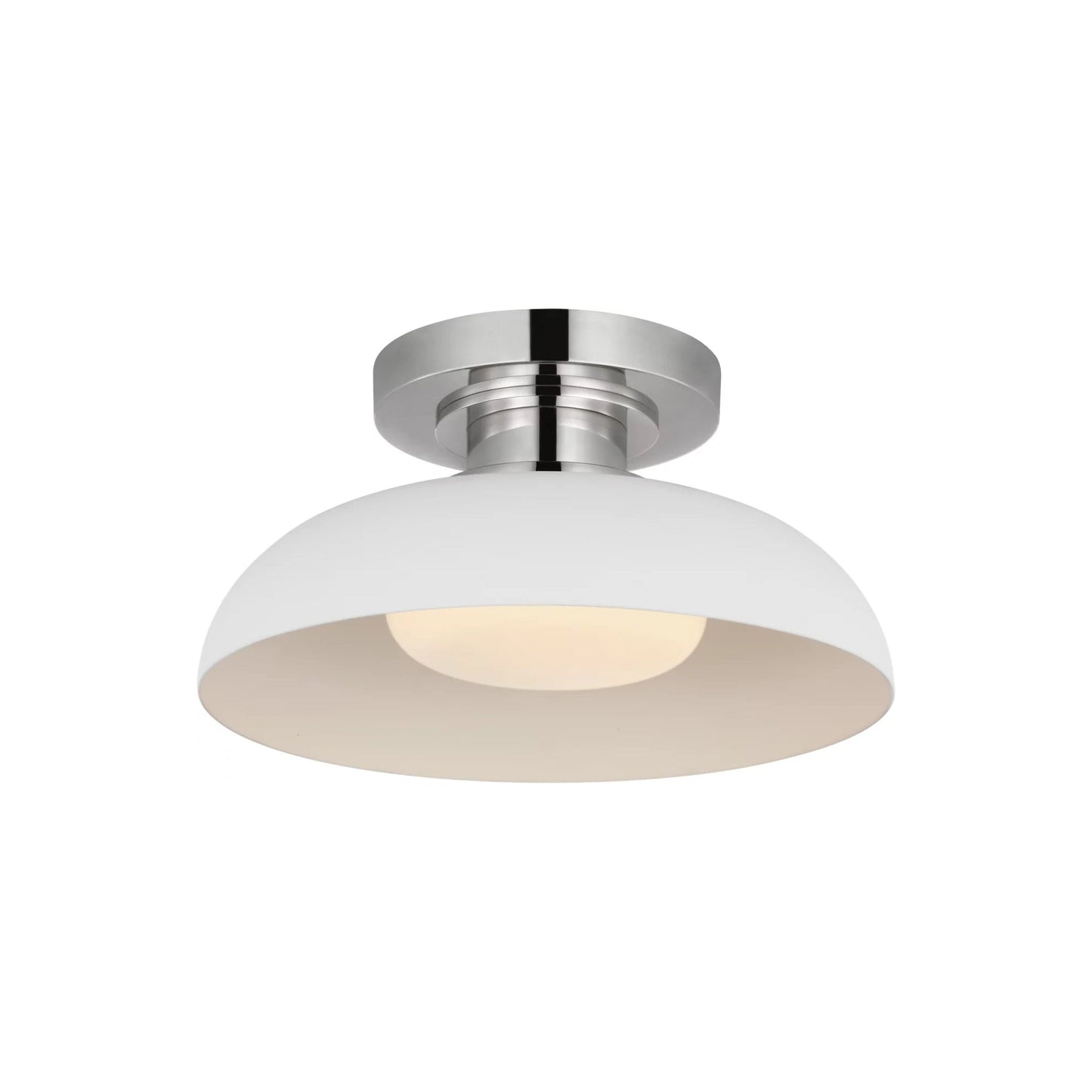 Cyrus LED Flush Mount Ceiling Light in Polished Nickel and Matte White (8-Inch).