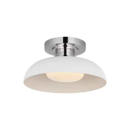 Cyrus LED Flush Mount Ceiling Light in Polished Nickel and Matte White (8-Inch).