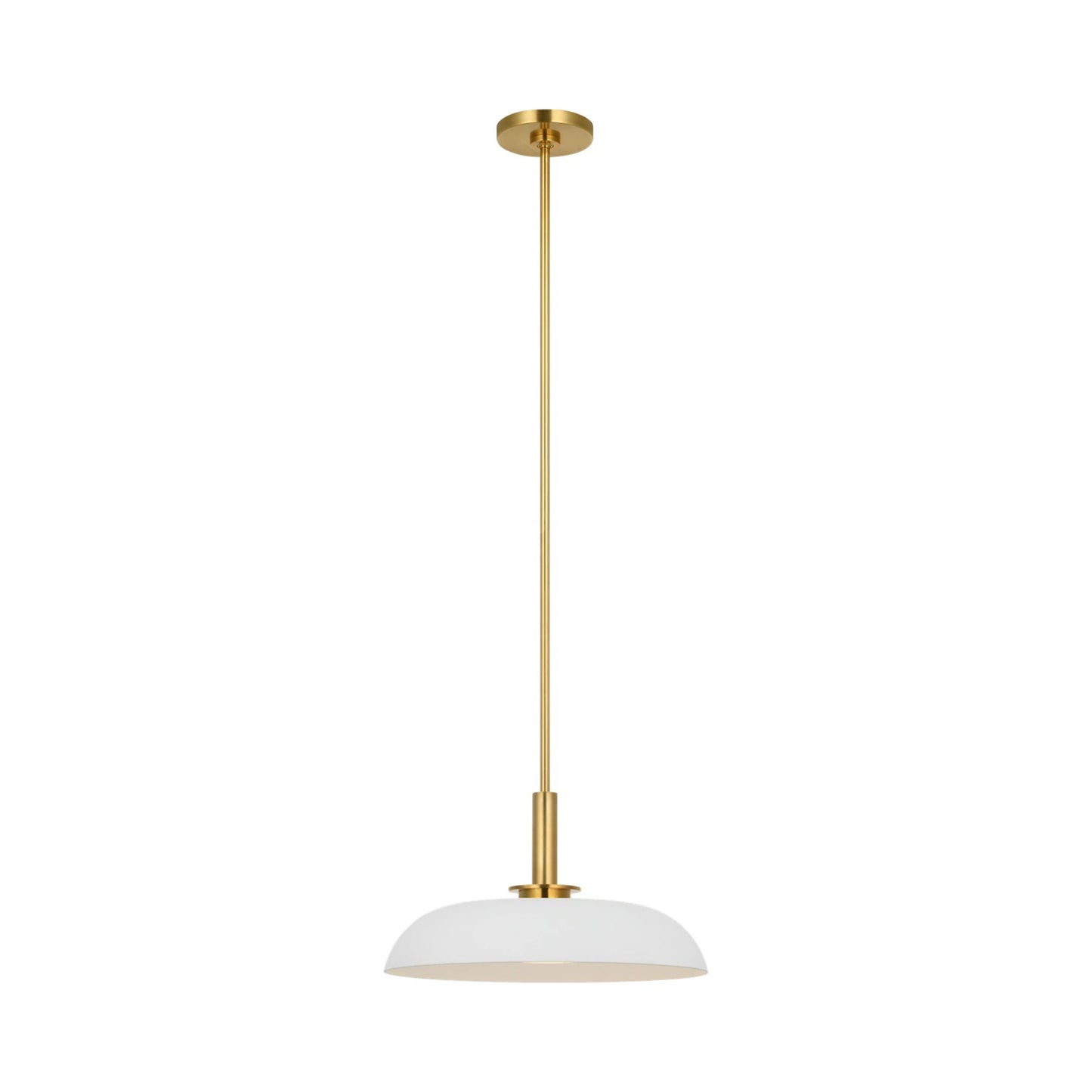 Cyrus LED Pendant Light in Hand-Rubbed Antique Brass and Matte White (15.5-Inch).