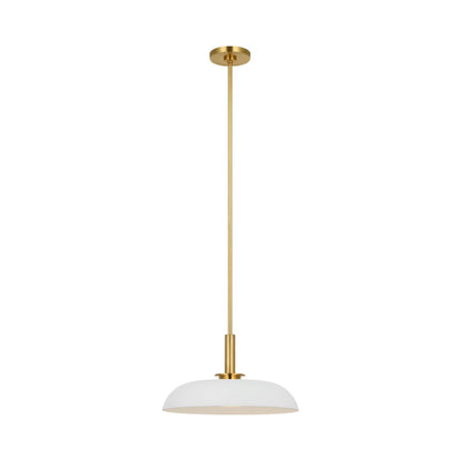 Cyrus LED Pendant Light in Hand-Rubbed Antique Brass and Matte White (15.5-Inch).