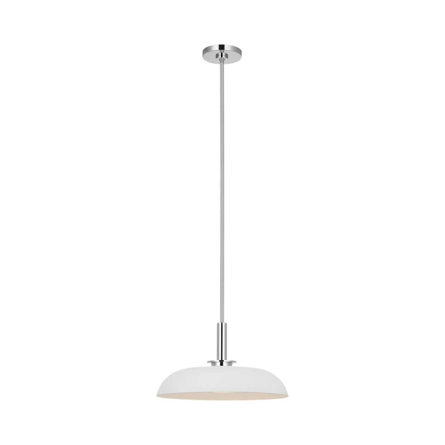 Cyrus LED Pendant Light in Polished Nickel and Matte White (15.5-Inch).