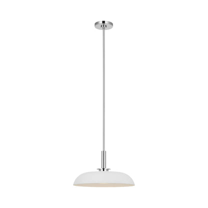 Cyrus LED Pendant Light in Polished Nickel and Matte White (15.5-Inch).