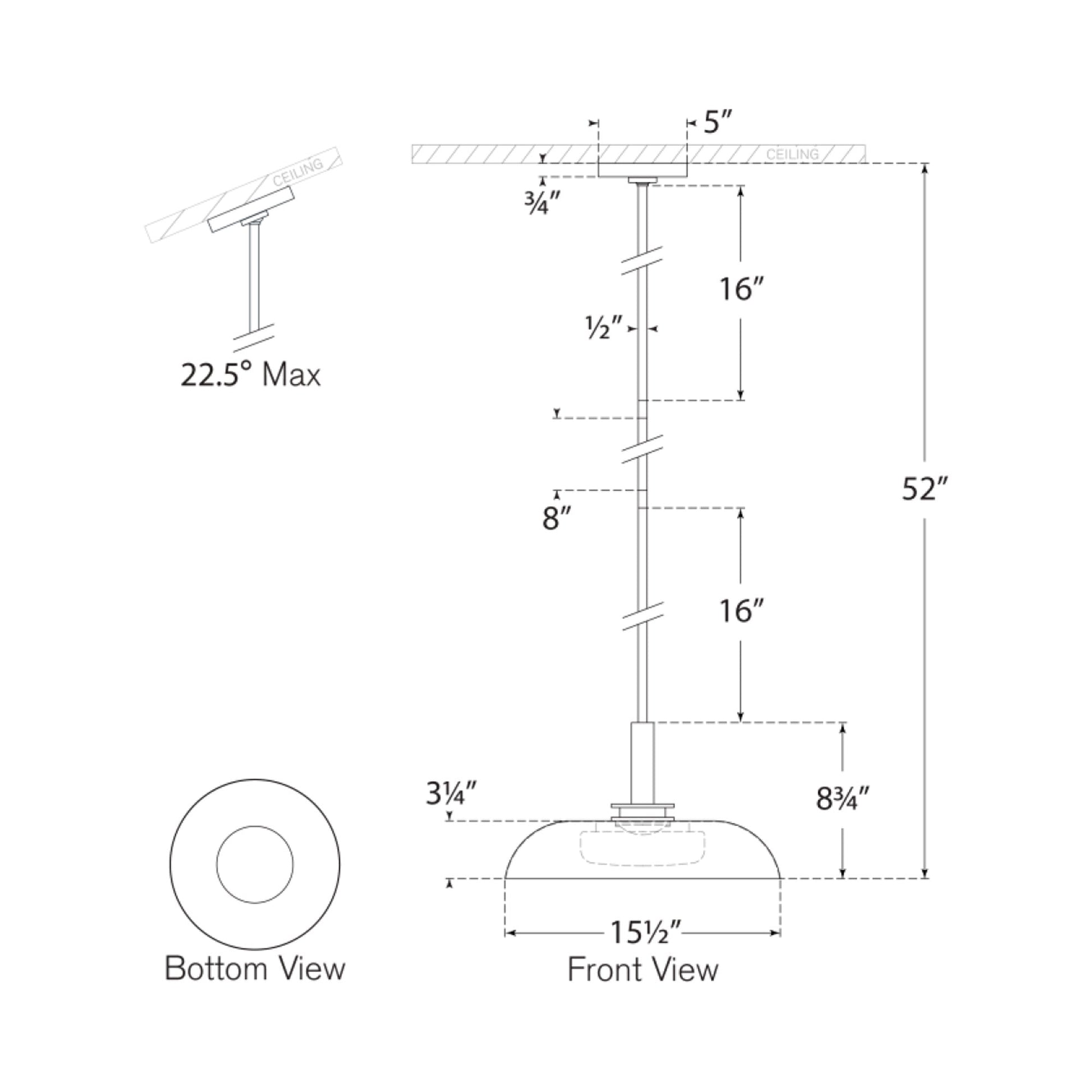 Cyrus LED Pendant Light - line drawing.