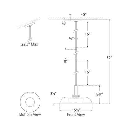 Cyrus LED Pendant Light - line drawing.