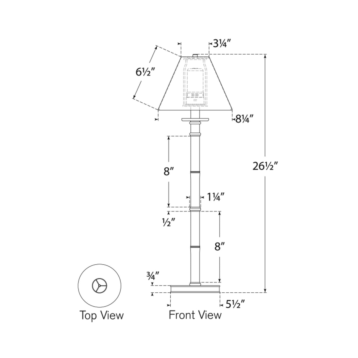 Dalfern LED Rechargeable Table Lamp - line drawing.