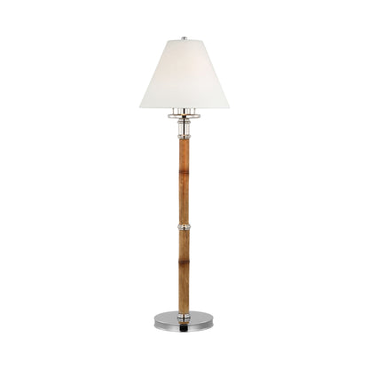 Dalfern Table Lamp in Waxed Bamboo/Polished Nickel (White Parchment).