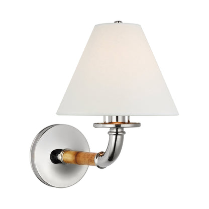 Dalfern Wall Light in Waxed Bamboo/Polished Nickel (White Parchment).